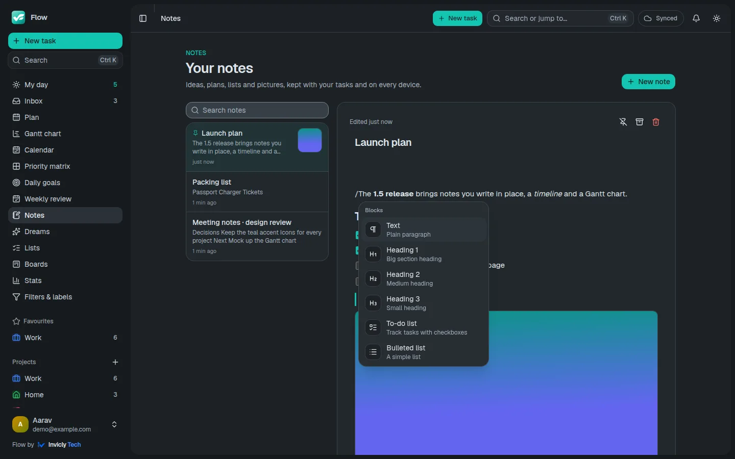 Flow: The / menu